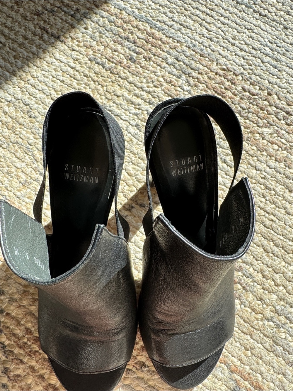 Stuart Weitzman Black Open-Toe Slingback High Heels - Picture 2 of 4